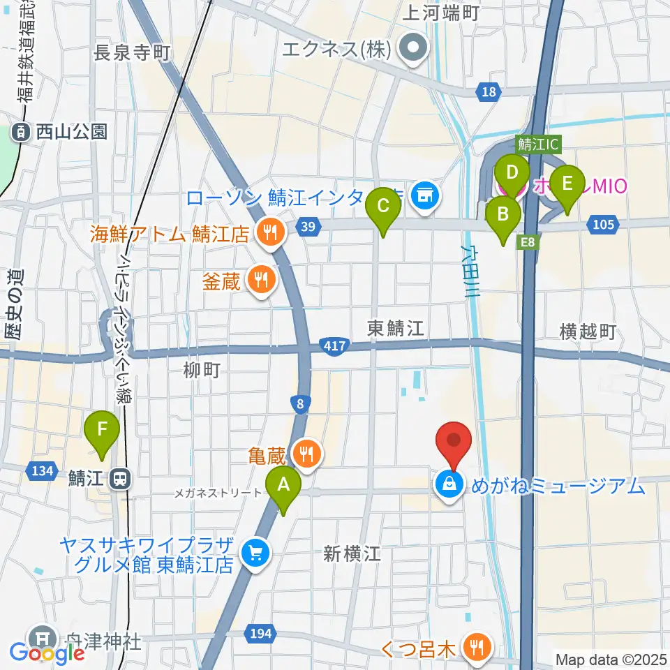 鯖江市文化センター周辺のホテル一覧地図