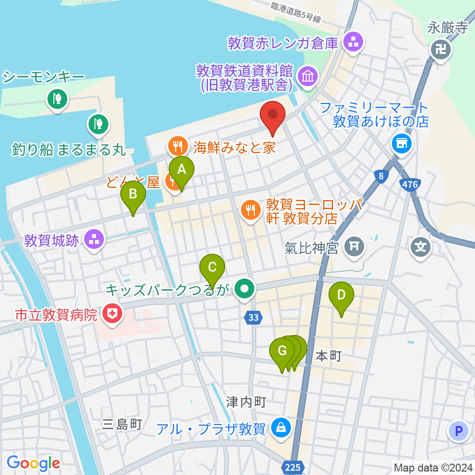 敦賀市民文化センター周辺のホテル一覧地図