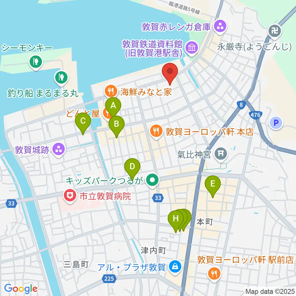 敦賀市民文化センター周辺のホテル一覧地図