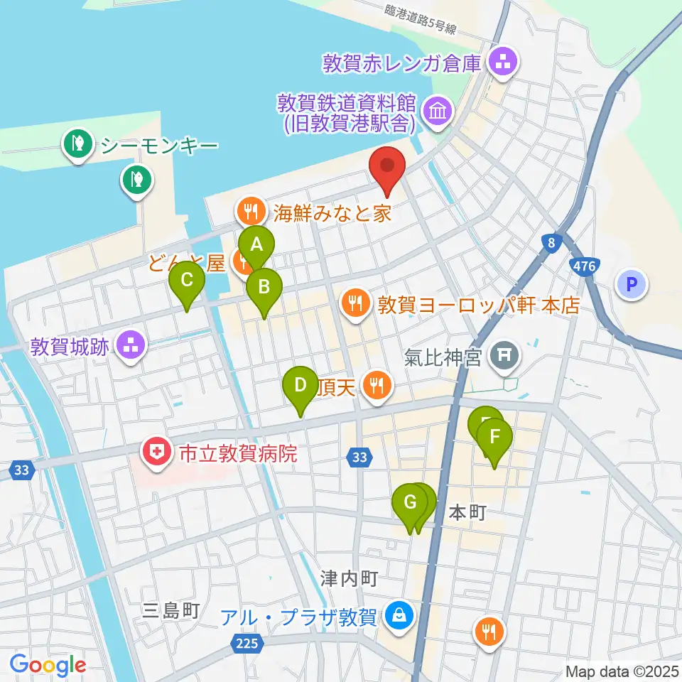 敦賀市民文化センター周辺のホテル一覧地図