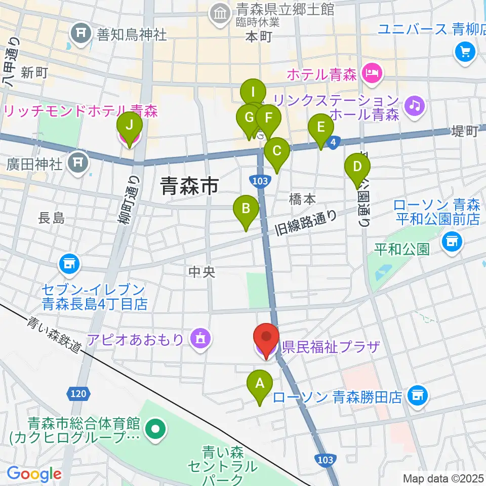 青森県民福祉プラザ周辺のホテル一覧地図