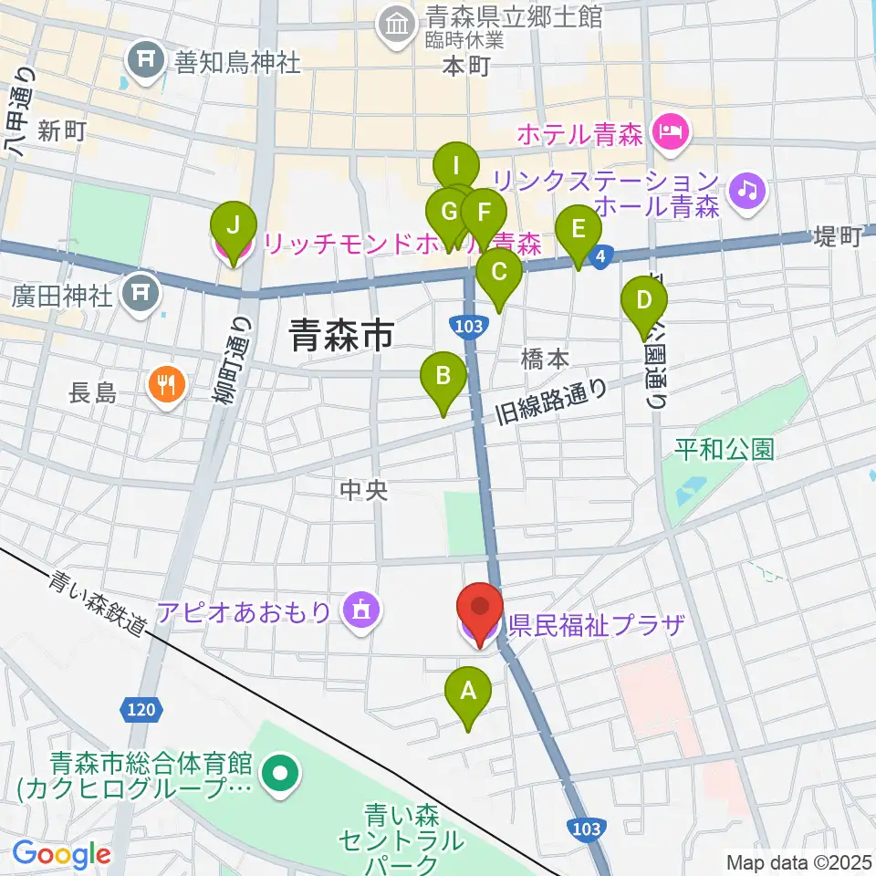 青森県民福祉プラザ周辺のホテル一覧地図