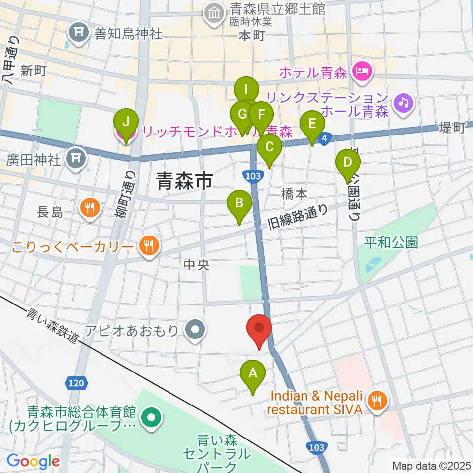 青森県民福祉プラザ周辺のホテル一覧地図