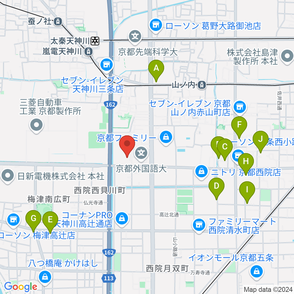 京都外国語大学 森田記念講堂周辺のホテル一覧地図