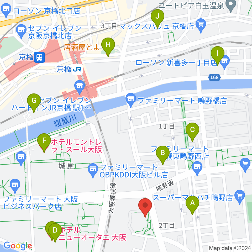 クレオ大阪東周辺のホテル一覧地図