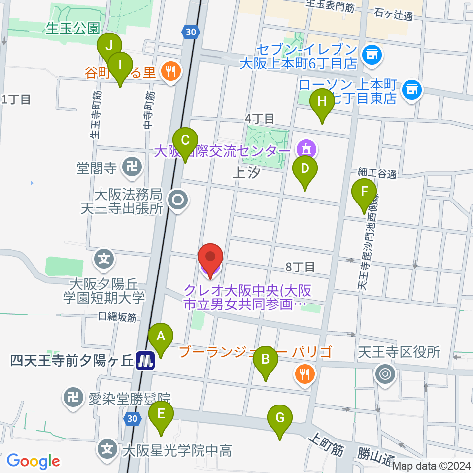 クレオ大阪中央周辺のホテル一覧地図