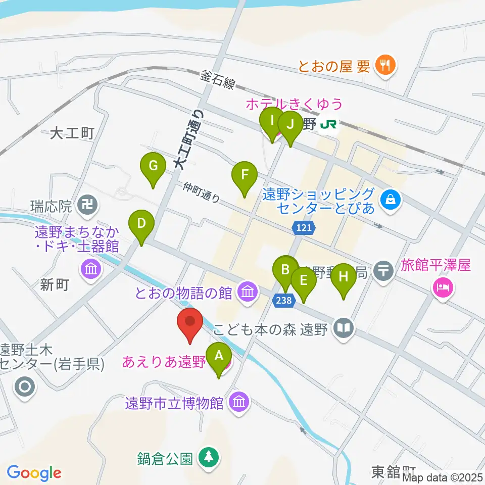 遠野市民センター周辺のホテル一覧地図