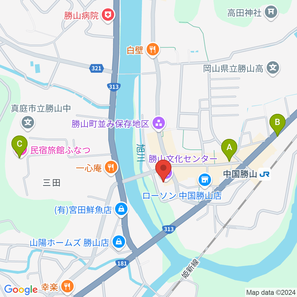 勝山文化センター周辺のホテル一覧地図