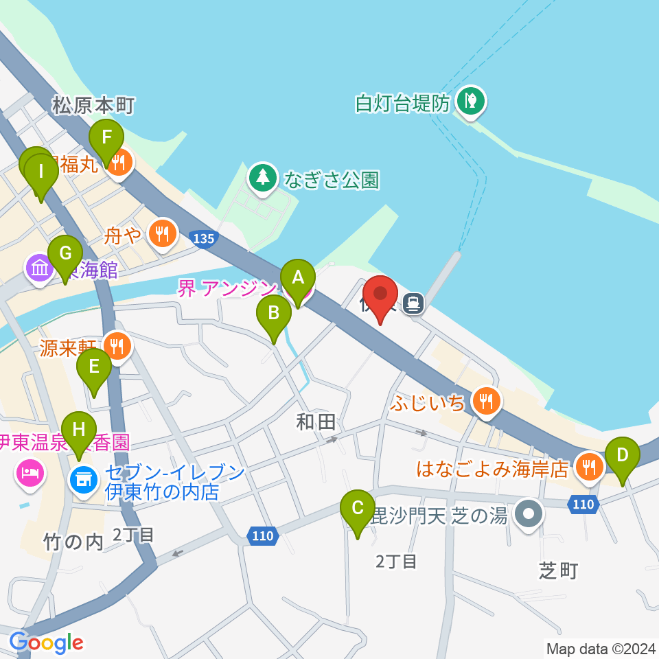 伊東市観光会館周辺のホテル一覧地図