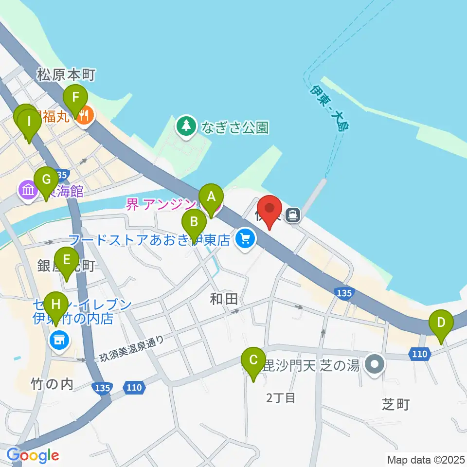 伊東市観光会館周辺のホテル一覧地図