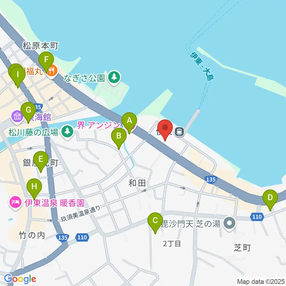 伊東市観光会館周辺のホテル一覧地図
