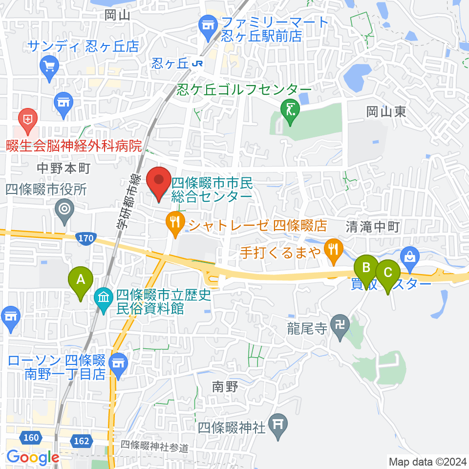 四條畷市市民総合センター周辺のホテル一覧地図