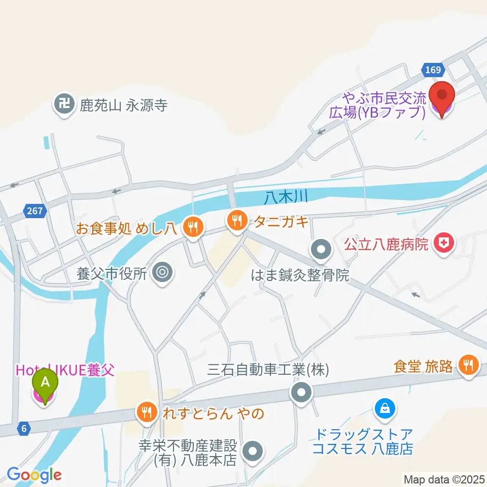 やぶ市民交流広場 YBファブ周辺のホテル一覧地図