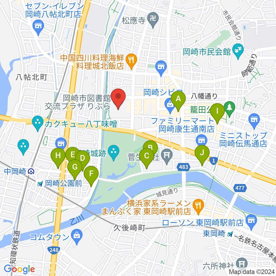 岡崎市図書館交流プラザ りぶら周辺のホテル一覧地図