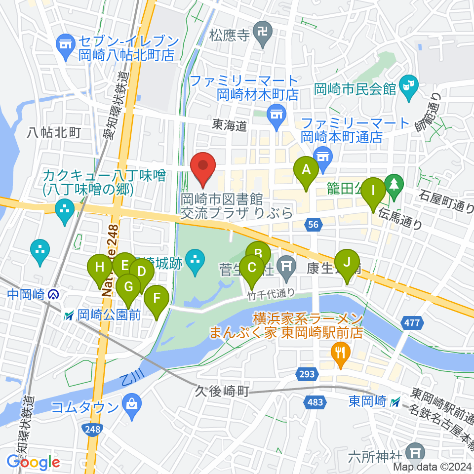 岡崎市図書館交流プラザ りぶら周辺のホテル一覧地図