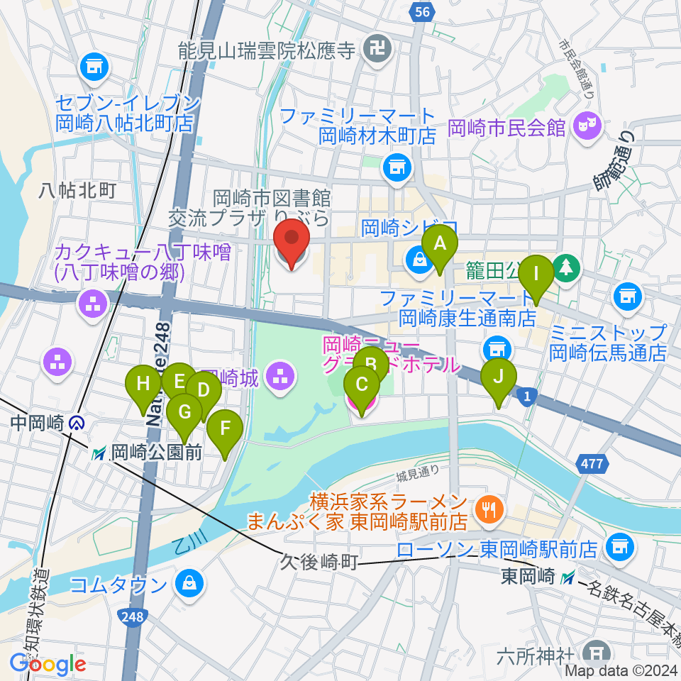 岡崎市図書館交流プラザ りぶら周辺のホテル一覧地図