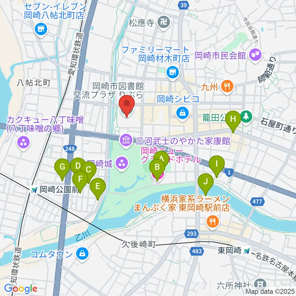 岡崎市図書館交流プラザ りぶら周辺のホテル一覧地図