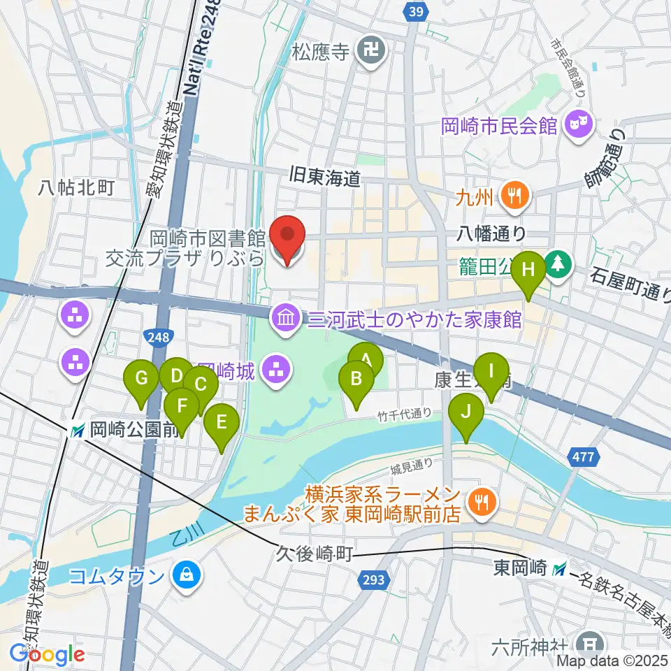 岡崎市図書館交流プラザ りぶら周辺のホテル一覧地図