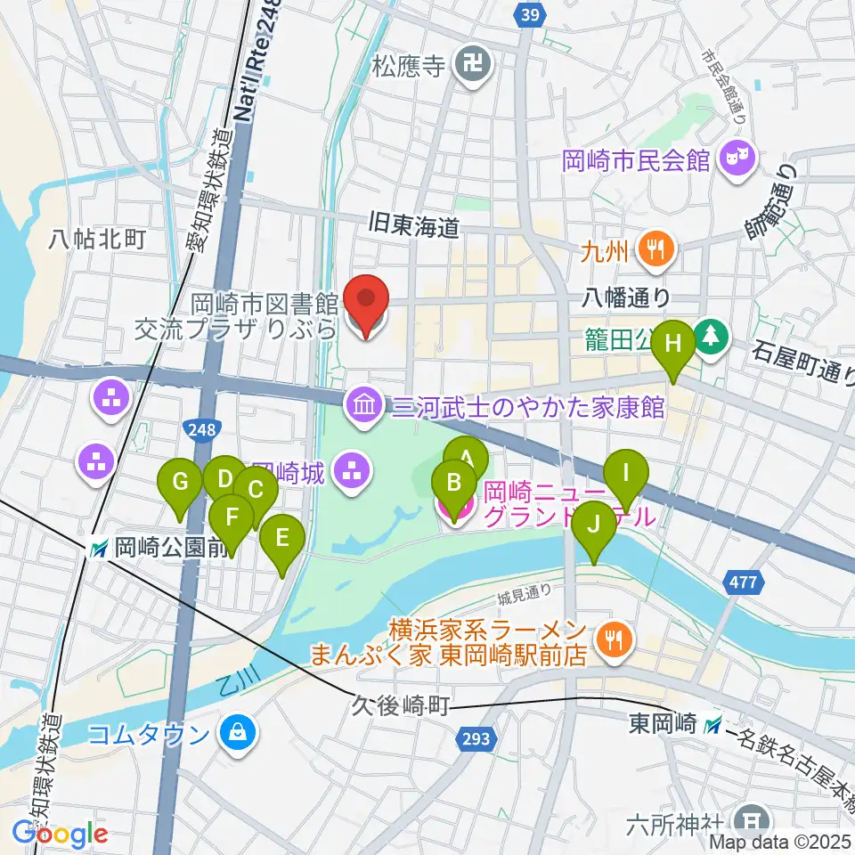 岡崎市図書館交流プラザ りぶら周辺のホテル一覧地図