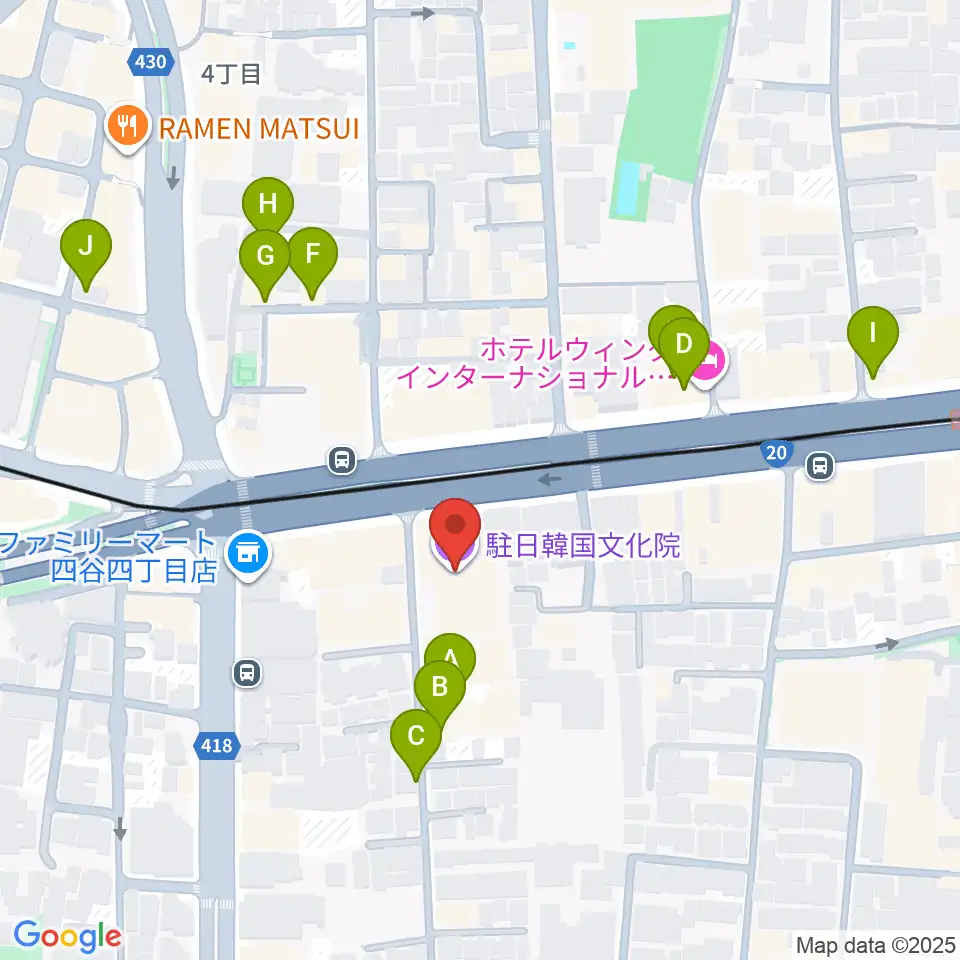 韓国文化院ハンマダンホール周辺のホテル一覧地図