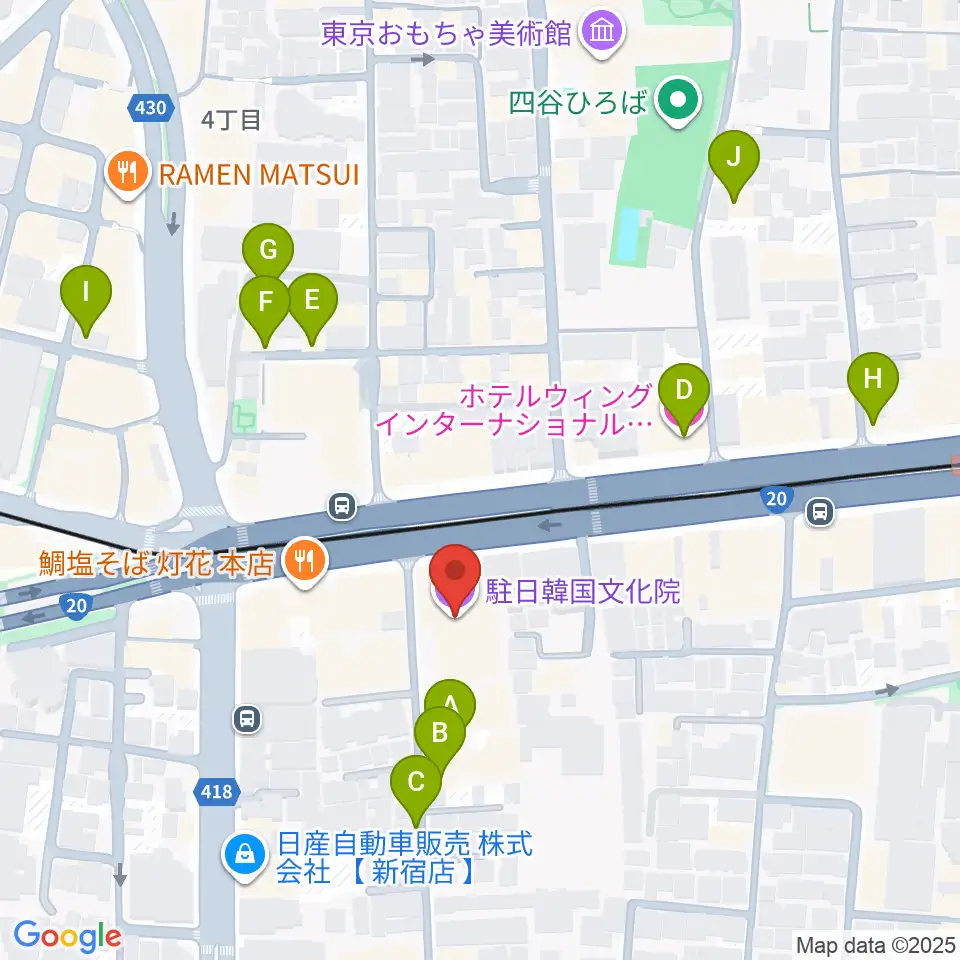 韓国文化院ハンマダンホール周辺のホテル一覧地図