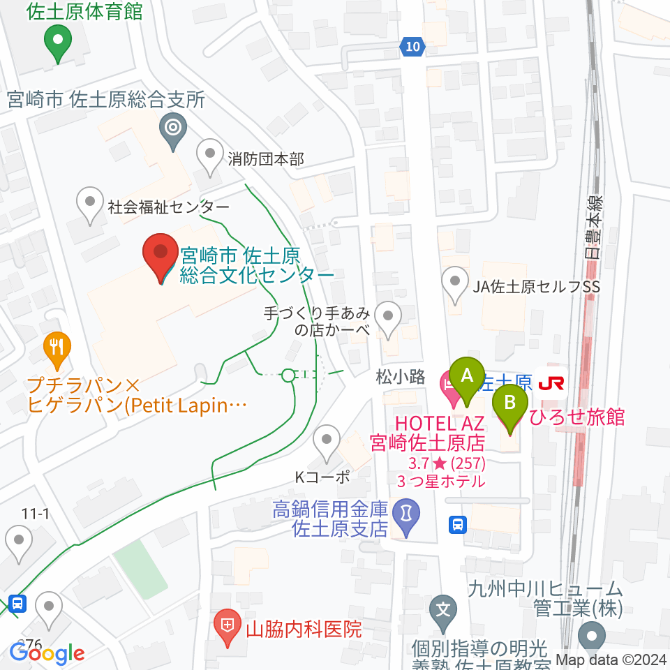 宮崎市佐土原総合文化センター周辺のホテル一覧地図