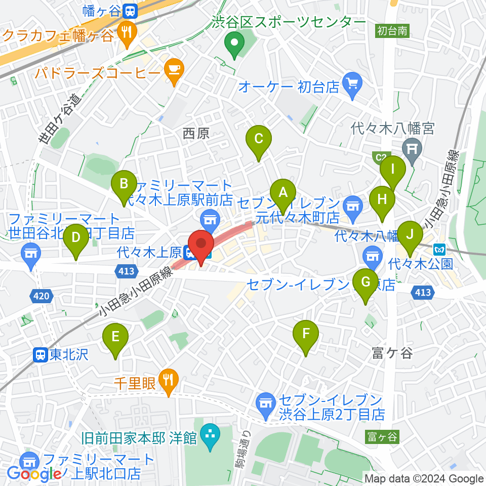 代々木上原OPRCT周辺のホテル一覧地図