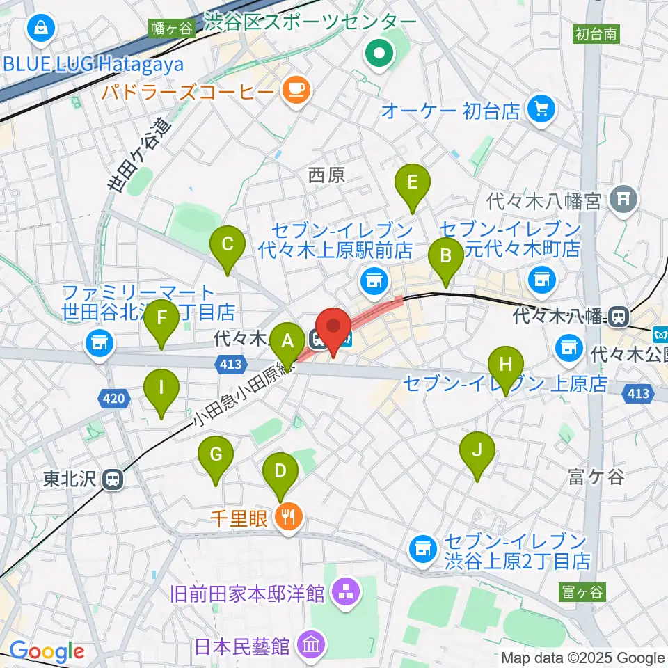 代々木上原OPRCT周辺のホテル一覧地図