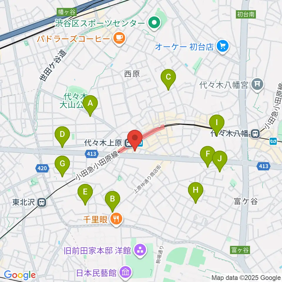 代々木上原OPRCT周辺のホテル一覧地図