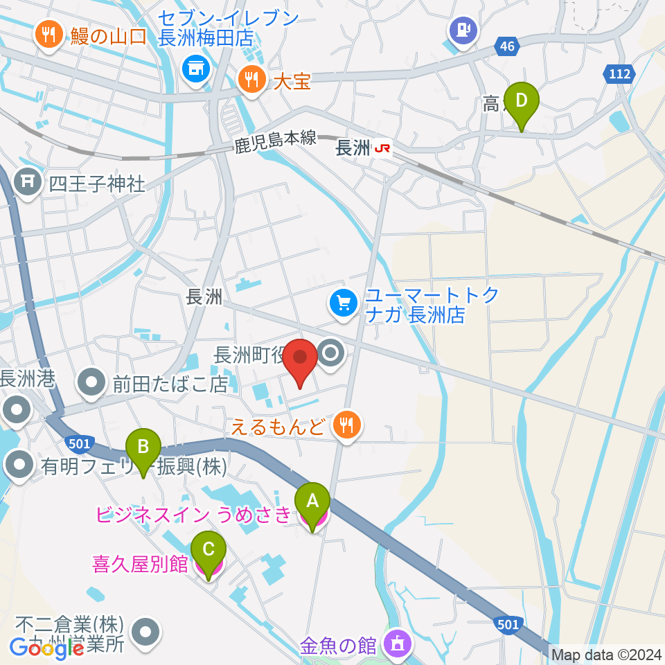 ながす未来館周辺のホテル一覧地図