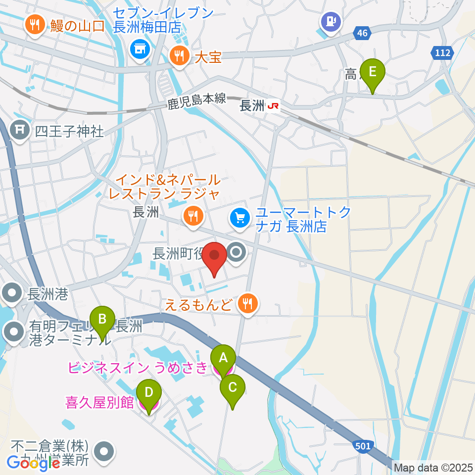 ながす未来館周辺のホテル一覧地図