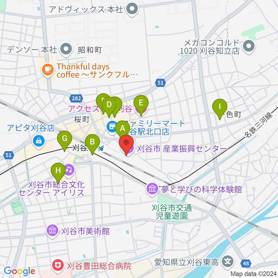 刈谷市産業振興センター周辺のホテル一覧地図