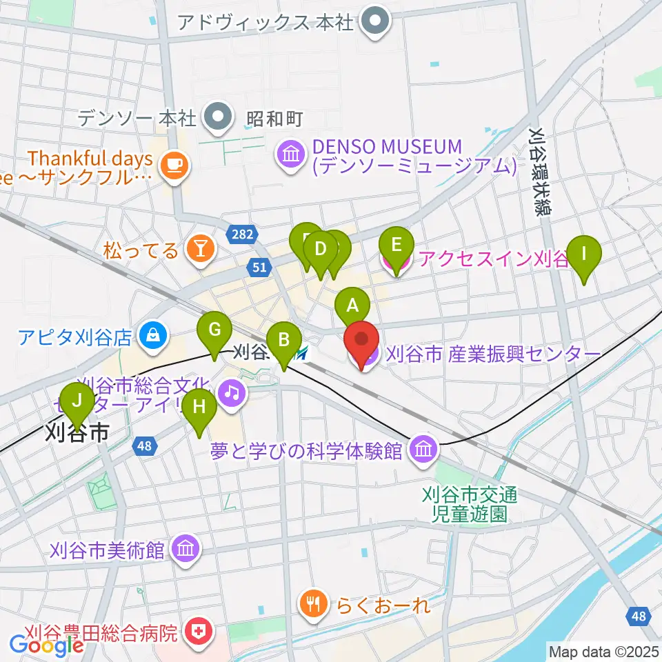 刈谷市産業振興センター周辺のホテル一覧地図