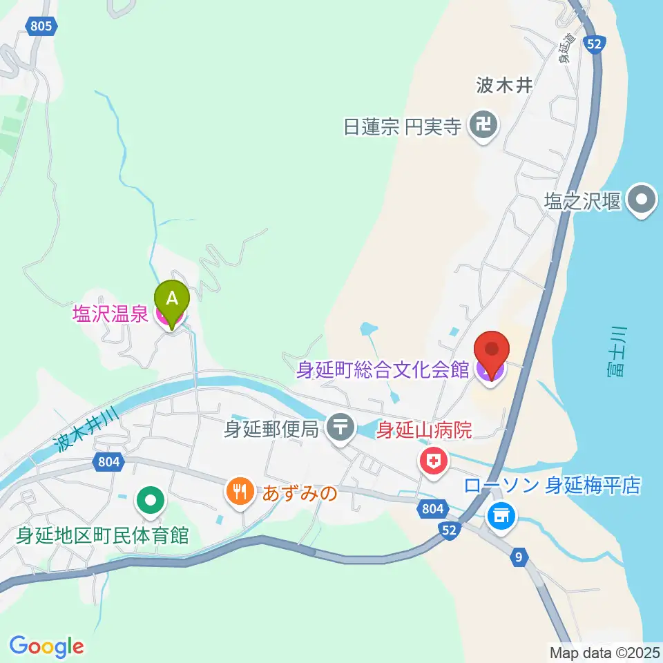 身延町総合文化会館周辺のホテル一覧地図