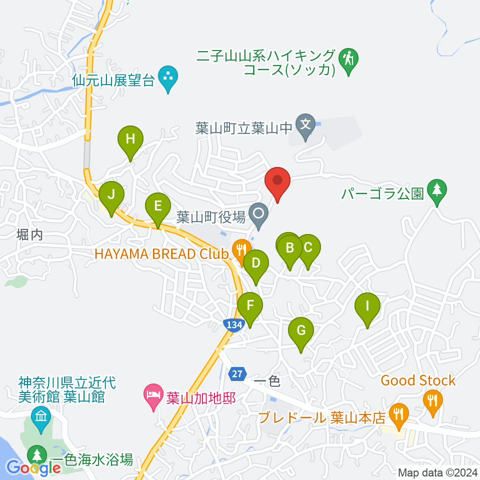 葉山町福祉文化会館周辺のホテル一覧地図