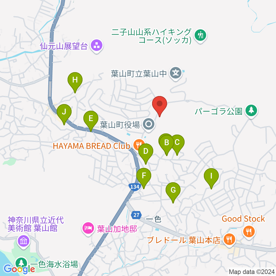 葉山町福祉文化会館周辺のホテル一覧地図