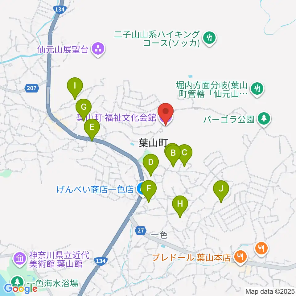 葉山町福祉文化会館周辺のホテル一覧地図
