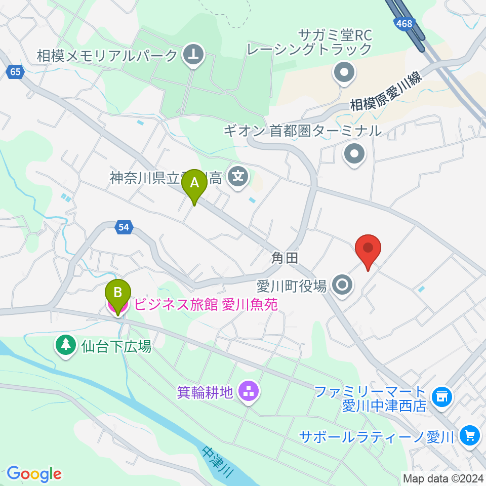 愛川町文化会館周辺のホテル一覧地図