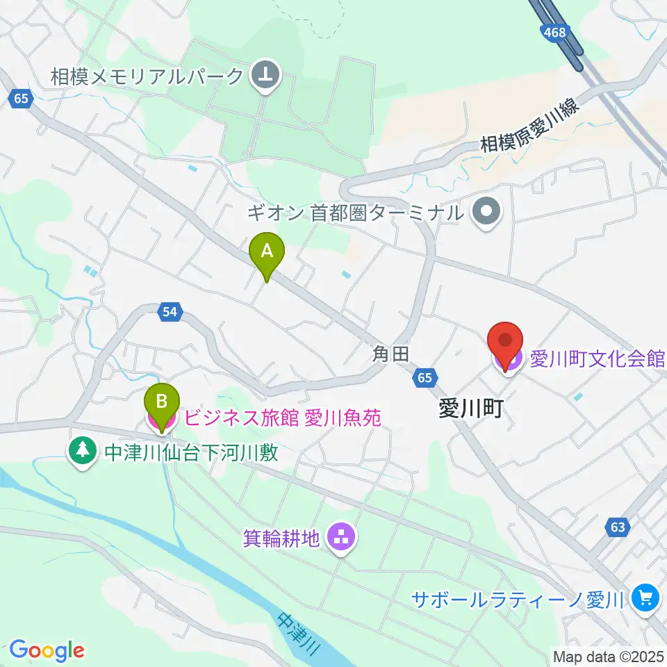愛川町文化会館周辺のホテル一覧地図