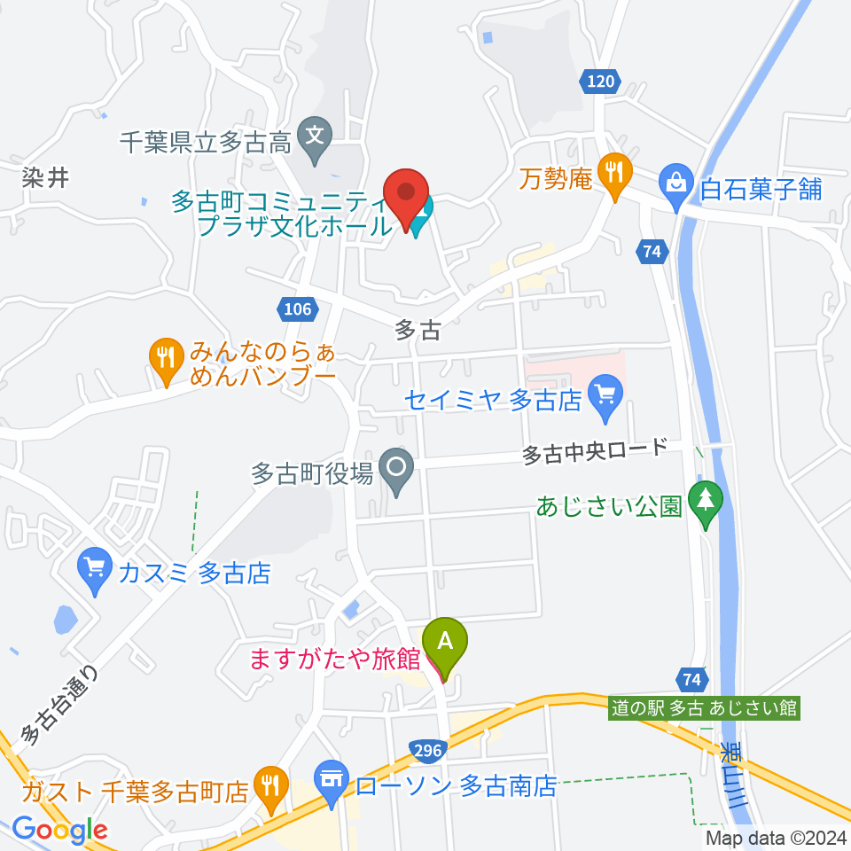 多古町コミュニティプラザ周辺のホテル一覧地図