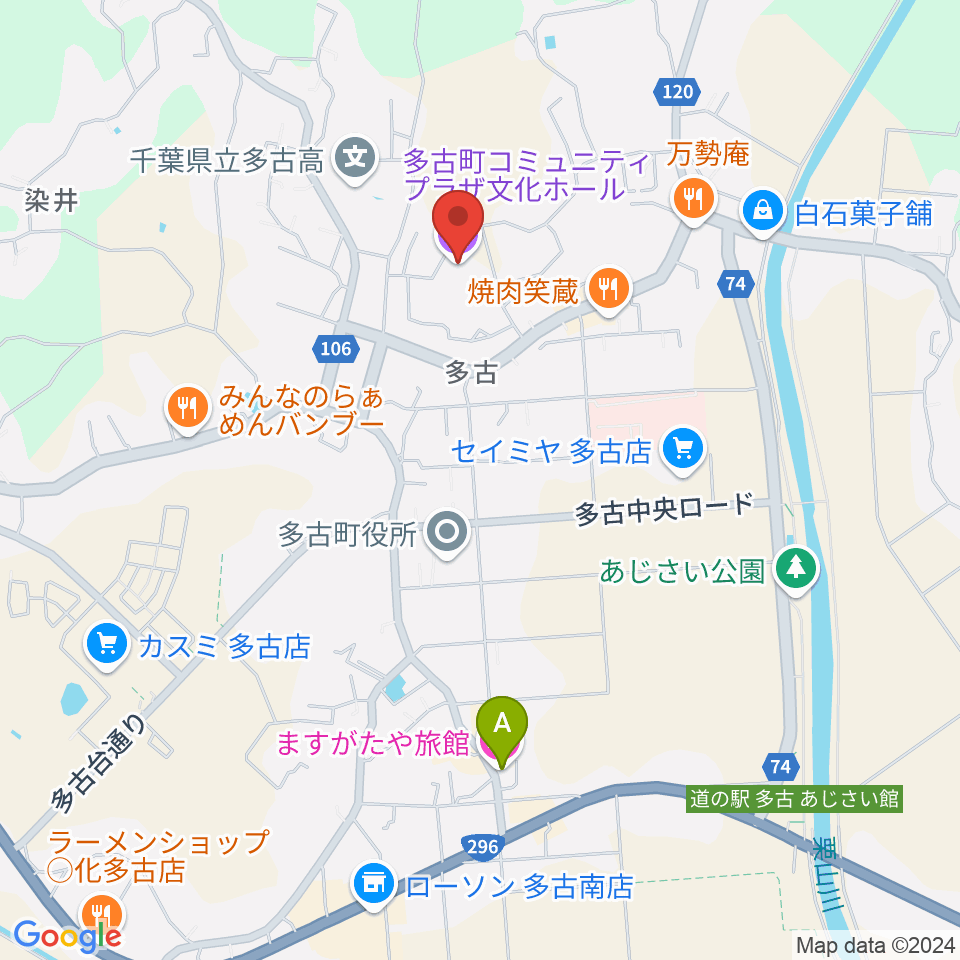 多古町コミュニティプラザ周辺のホテル一覧地図