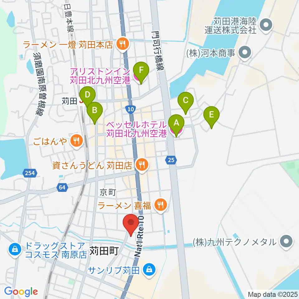 苅田町立中央公民館周辺のホテル一覧地図