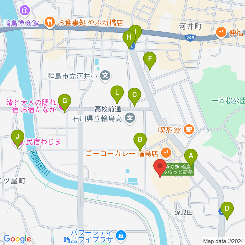 輪島市文化会館周辺のホテル一覧地図