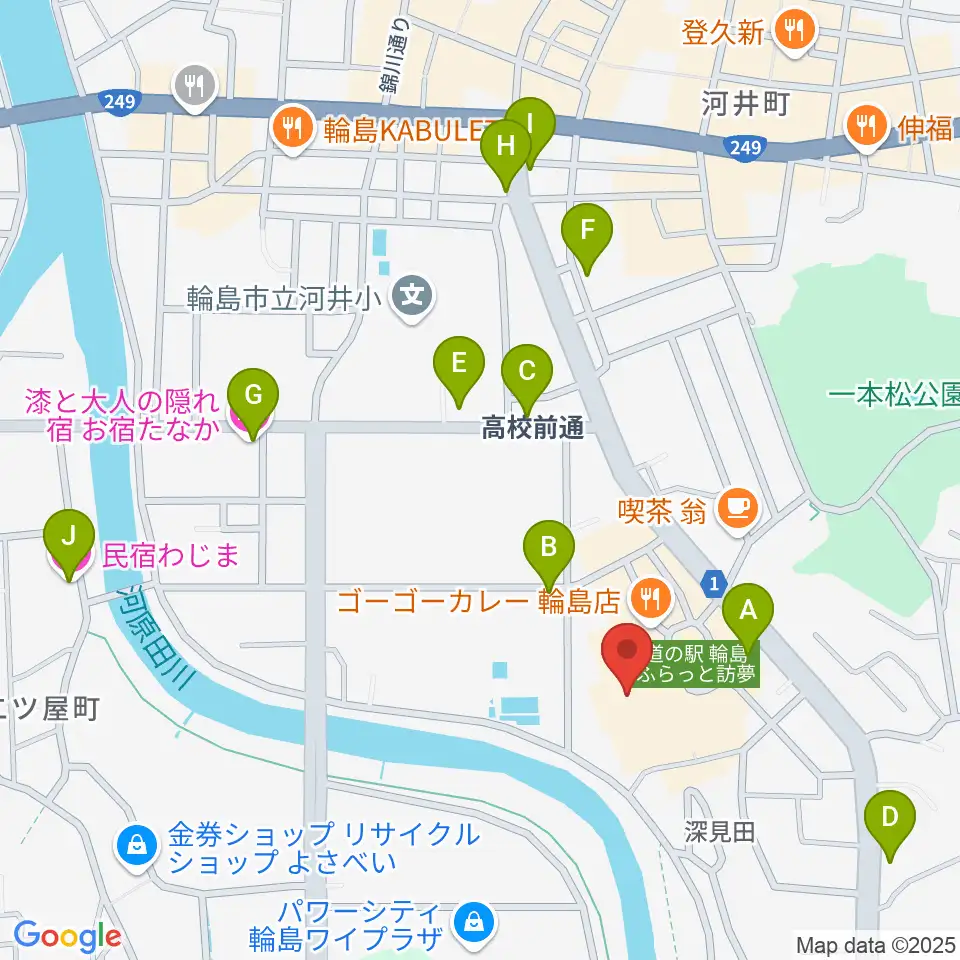 輪島市文化会館周辺のホテル一覧地図
