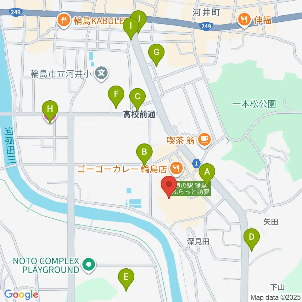 輪島市文化会館周辺のホテル一覧地図