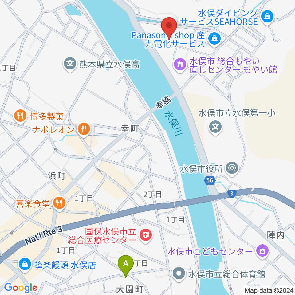 水俣市文化会館周辺のホテル一覧地図