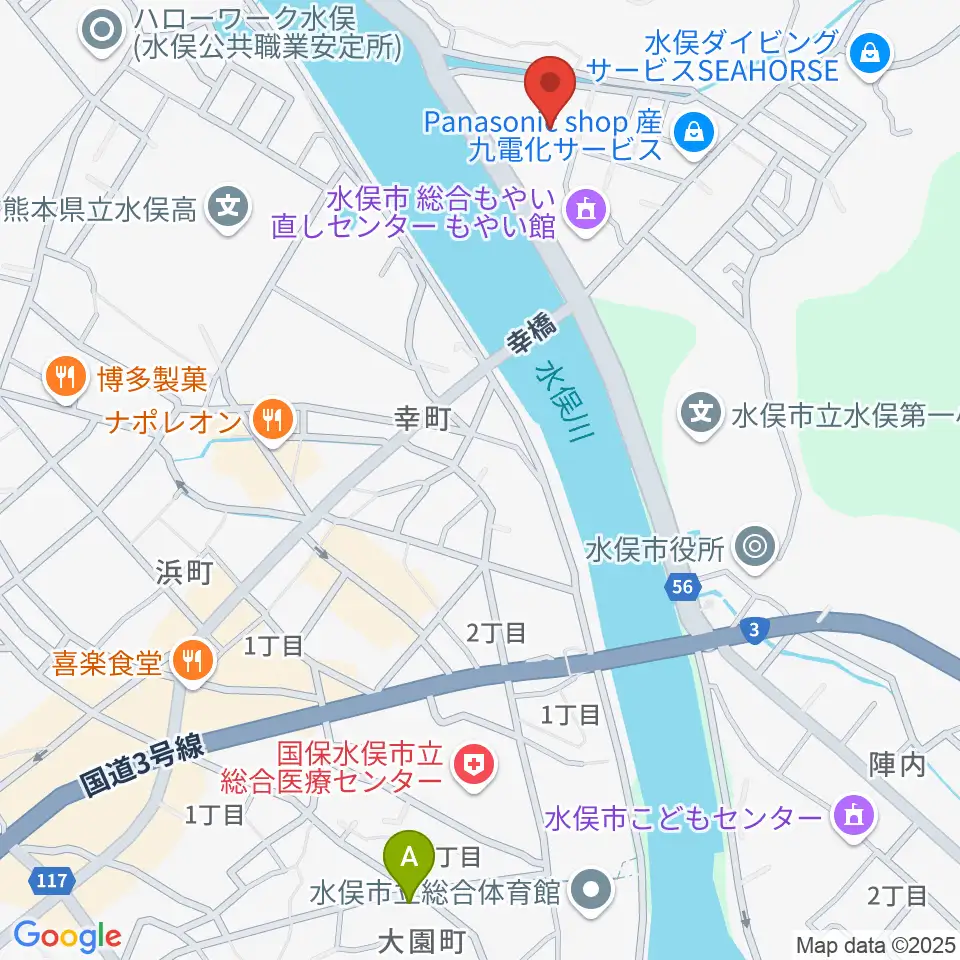 水俣市文化会館周辺のホテル一覧地図