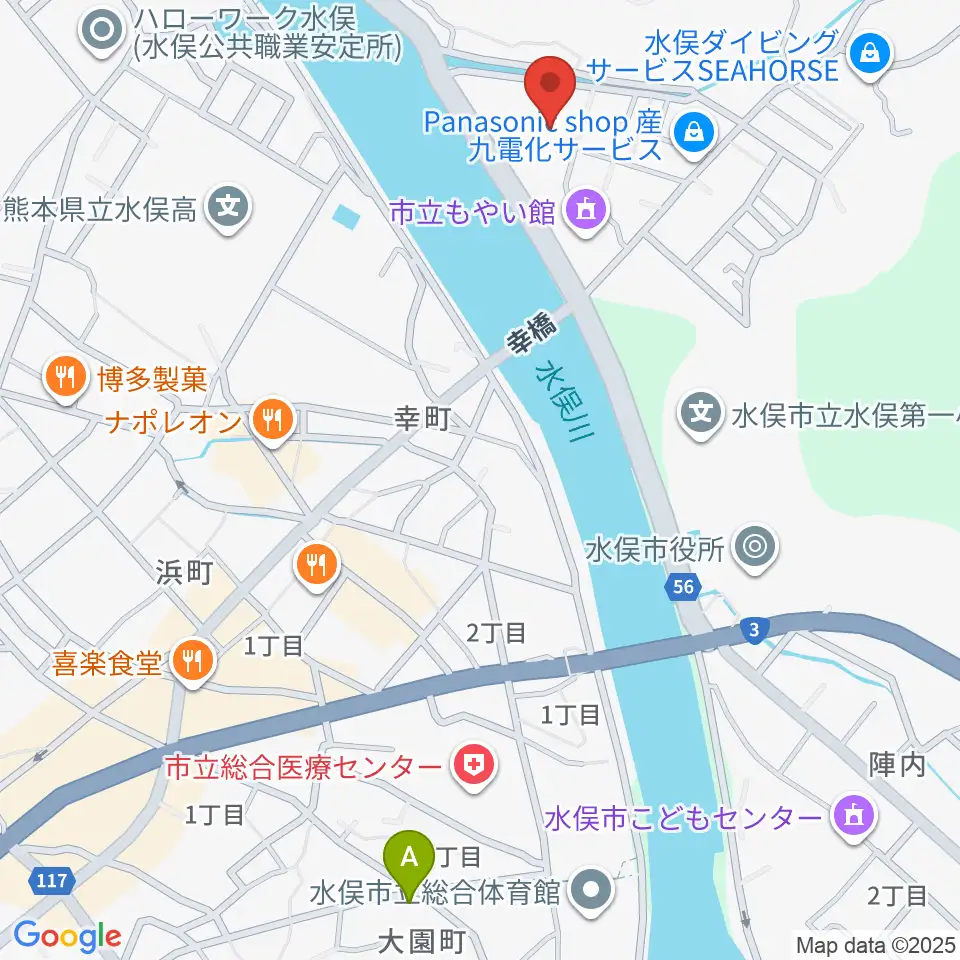 水俣市文化会館周辺のホテル一覧地図