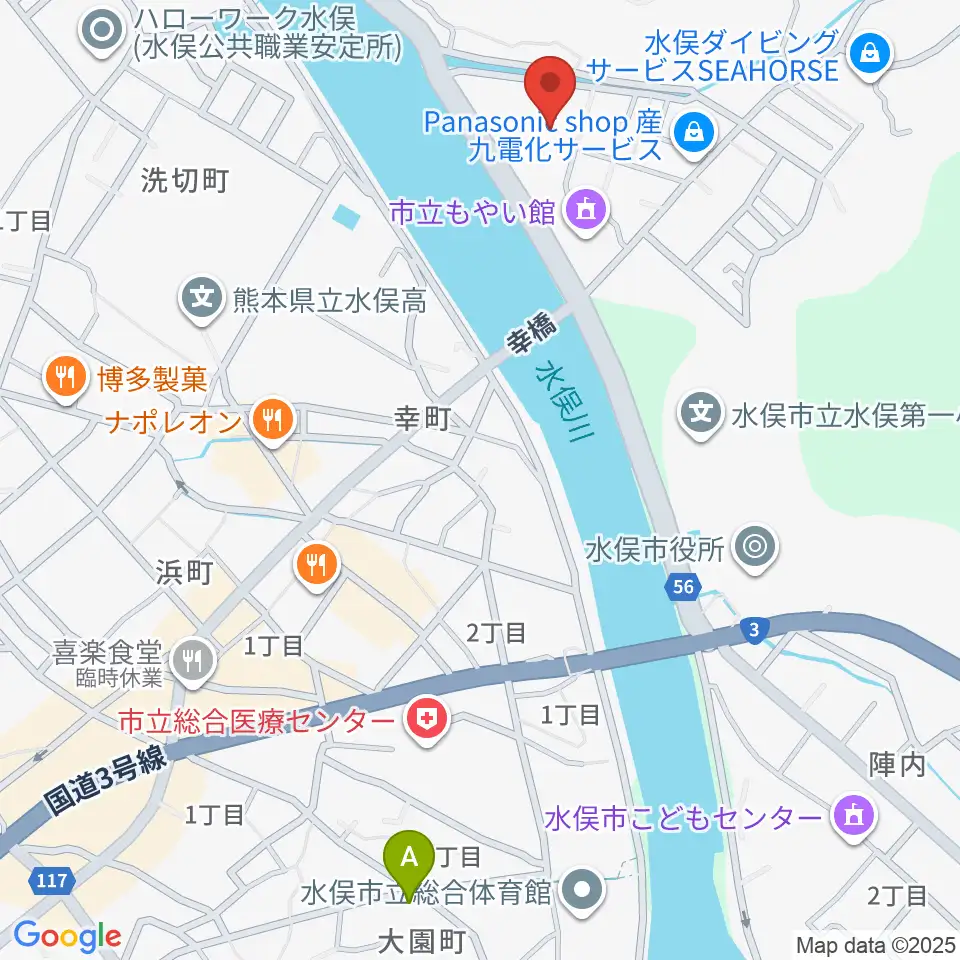 水俣市文化会館周辺のホテル一覧地図