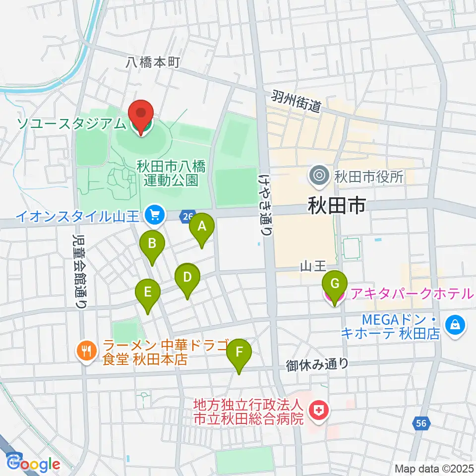 ソユースタジアム周辺のホテル一覧地図